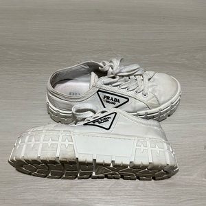 Prada - Double Wheel White Sneakers 37